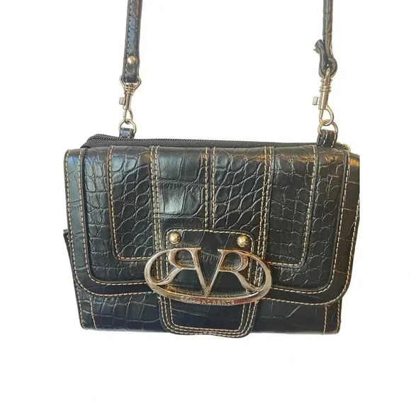 90s Y2K Faux Leather Crocodile Print Victoria Roberts Quality Crossbody Purse - Picture 1 of 7